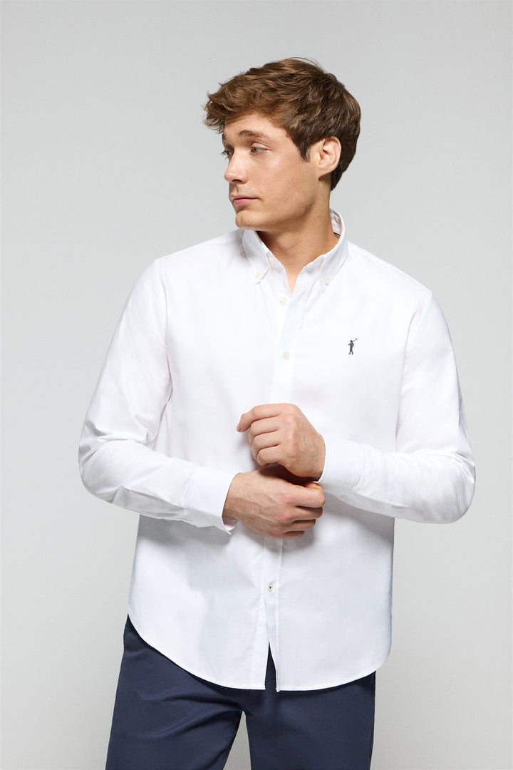 Camisa oxford blanca con logo bordado Rigby Go