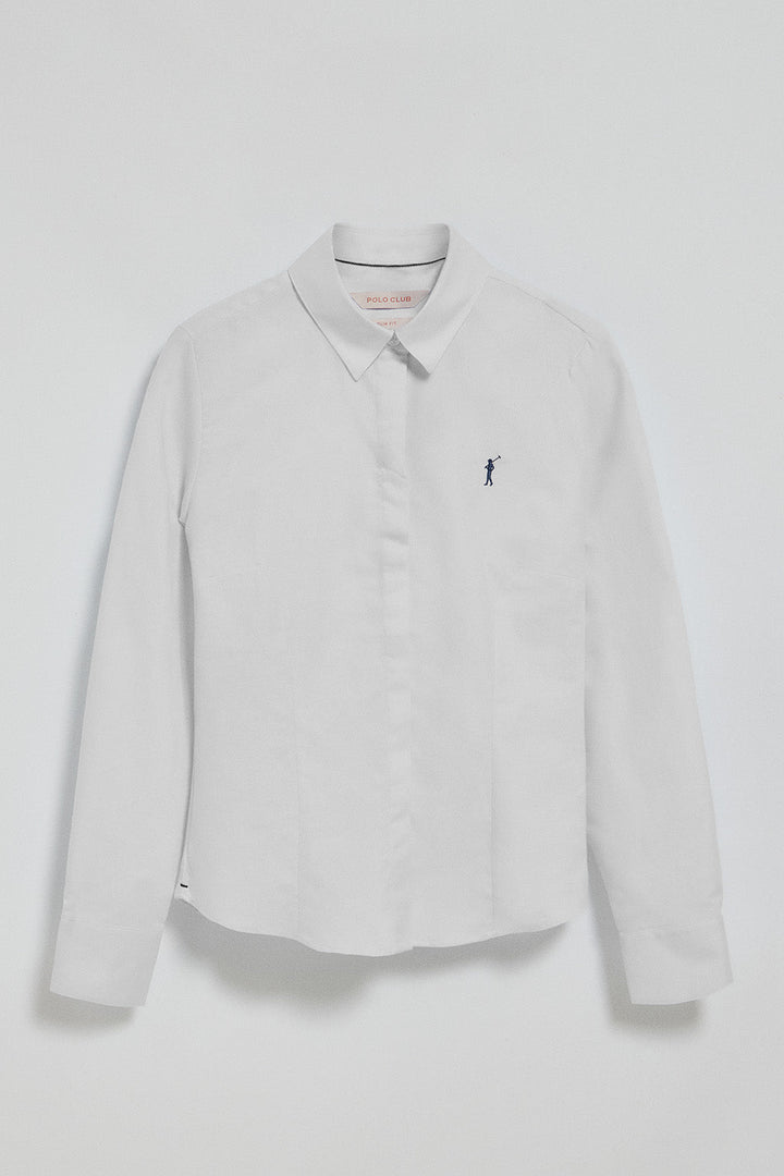 Koszula slim oxford w kolorze białym, z wyszytym logo Rigby Go