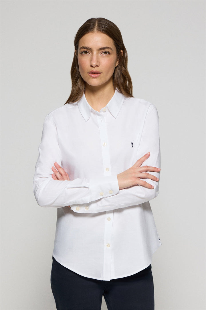 Camisa oxford blanca con logo bordado Rigby Go