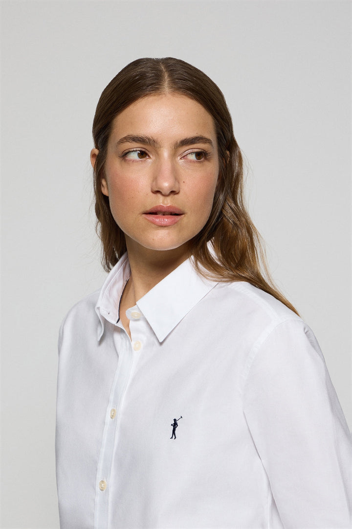 Camisa oxford blanca con logo bordado Rigby Go