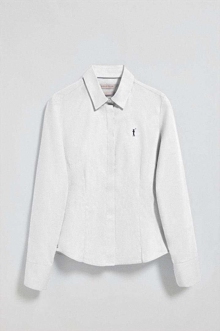 Chemise Slim en popeline blanche avec logo brodé Rigby Go