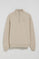 Beige sweater met halve rits en geborduurd Rigby Go-logo