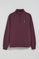 Pruimkleurige sweater met halve rits en geborduurd Rigby Go-logo
