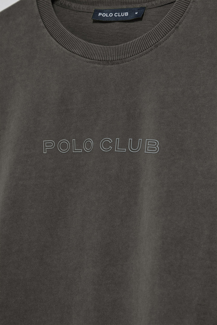 T-shirt à manches longues Hermes noir avec logo caoutchouté Polo Club