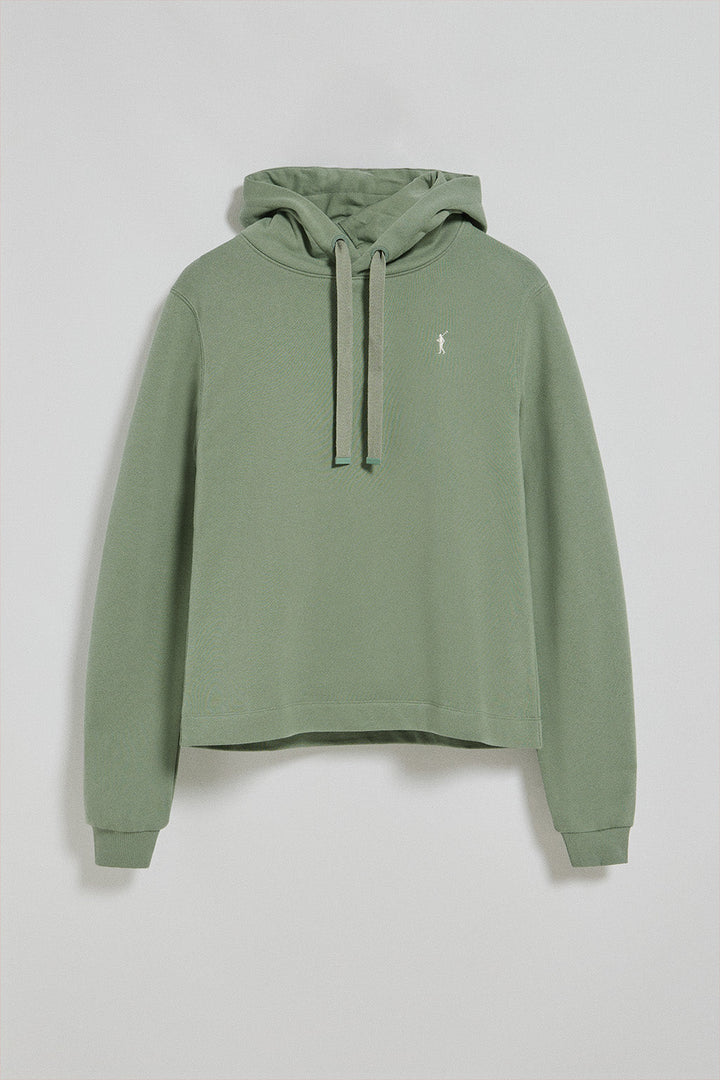 Sudadera con capucha color verde jade con logo bordado Rigby Go