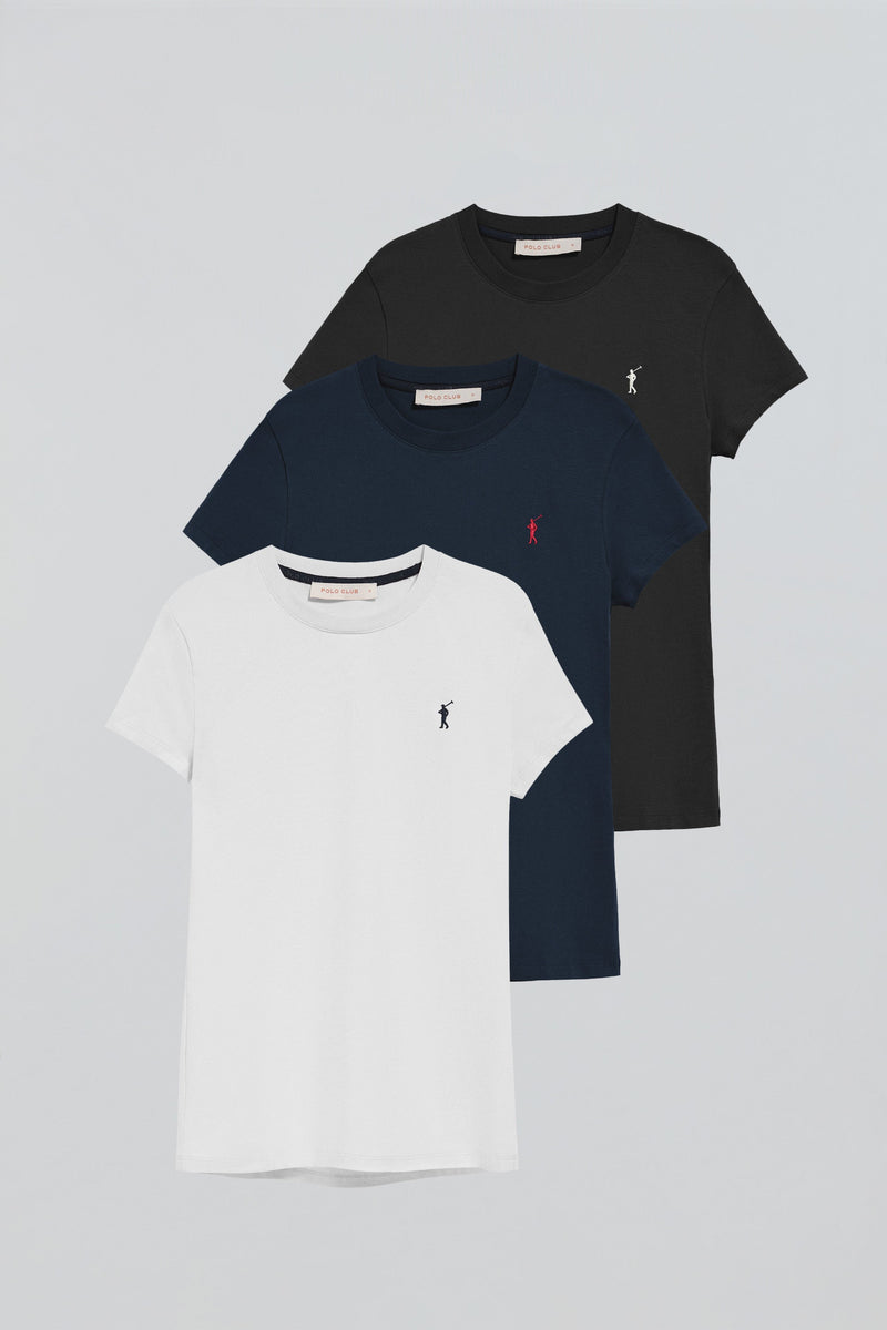 Maglietta Polo Bianca E Nera Pack Di Tre Magliette A Maniche Corte