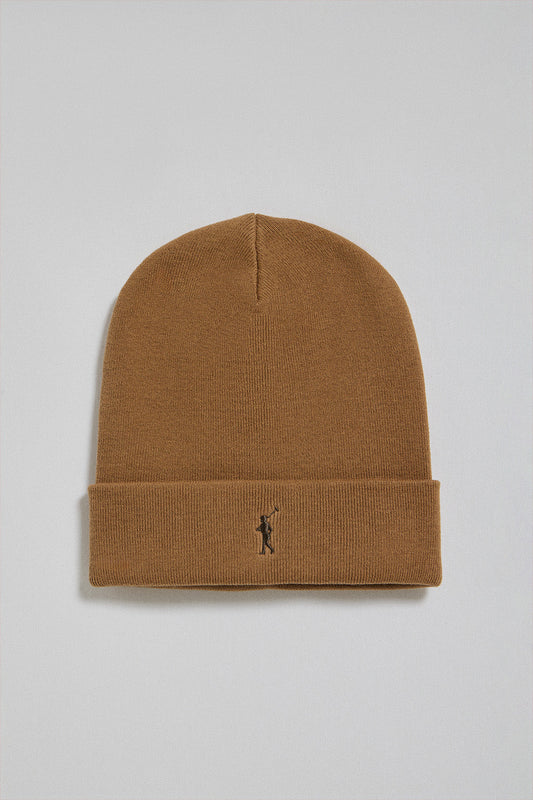 Camelkleurige beanie "Vinny" met geborduurd Rigby Go-logo