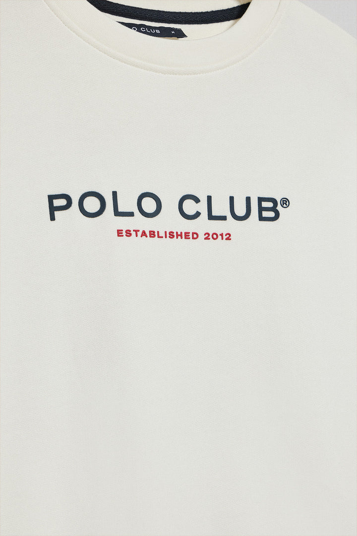 Sudadera beige cuello redondo con logotipo Polo Club