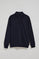 Marineblauwe sweater "Hadid" met polokraag en geborduurd Rigby Go-logo