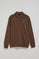 Bruine sweater "Hadid" met polokraag en geborduurd Rigby Go-logo