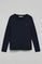 Navy-blue long-sleeve basic T-shirt with Rigby Go logo