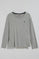 Grey-marl long-sleeve basic T-shirt with Rigby Go logo