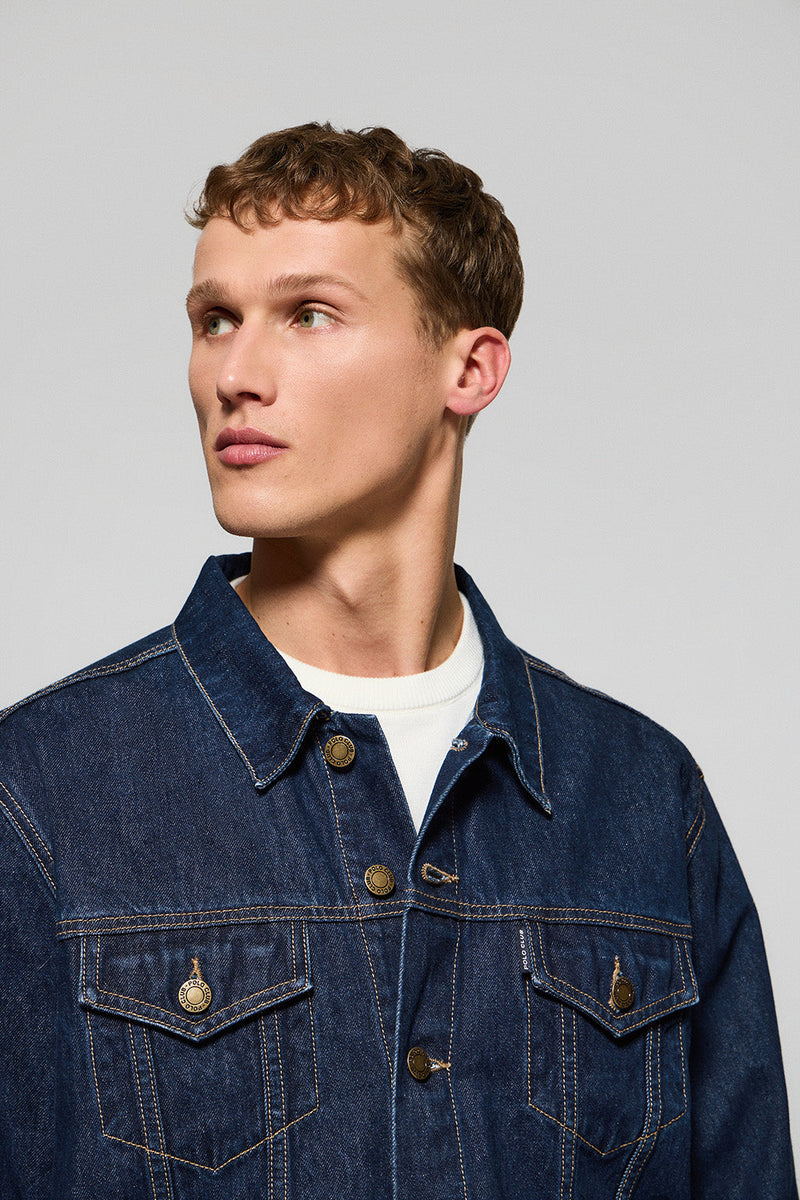 Giacche Jeans Uomo Taglia 62 Giacca In Denim Boston Con Logo Ricamato