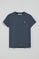Denimblauw T-shirt met ronde hals en geborduurd Rigby Go-logo