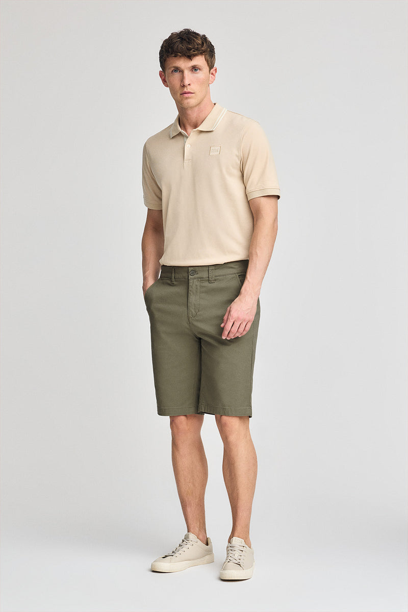 Bermuda in kaki met Polo Club-details, relaxed fit