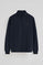 Navy-blue half-zip sweatshirt with Rigby Go logo