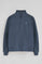 Felpa blu denim con mezza cerniera con logo Rigby Go