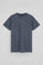 Denimblauw T-shirt met ronde hals en geborduurd Rigby Go-logo