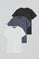 Pack van drie T-shirts voor heren in zwart, denimblauw en wit met ronde hals met geborduurd Rigby Go-logo