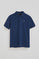 Polo blu indaco in piquet con logo ricamato Rigby Go