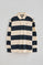 Polo à manches longues rayé bleu marine et écru avec logo brodé Rigby Go