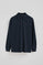 Donkerblauwe polo met microstructuur en geborduurd Rigby Go-logo