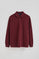 Bordeauxrode polo met microstructuur en geborduurd Rigby Go-logo