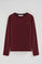 Bordeauxrood T-shirt met lange mouwen, ronde hals en geborduurd Rigby Go-logo