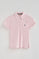 Pink pique polo shirt with five-button collar and Rigby Go embroidery