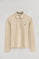 Poloshirt beige mit langen Ärmeln, Fünf-Knopf-Kragen und gesticktem Rigby Go-Logo