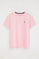 Roze T-shirt met korte mouwen, ronde hals en geborduurd Rigby Go-logo