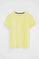 T-shirt jaune clair à manches courtes et col ras du cou avec une broderie Rigby Go
