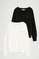 Pack mujer de dos jerséis negro y color crudo de cuello pico con logo Rigby Go