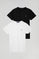 Zestaw dwóch podstawowych czarno-białych koszulek z krótkim rękawem i haftowanym logo
