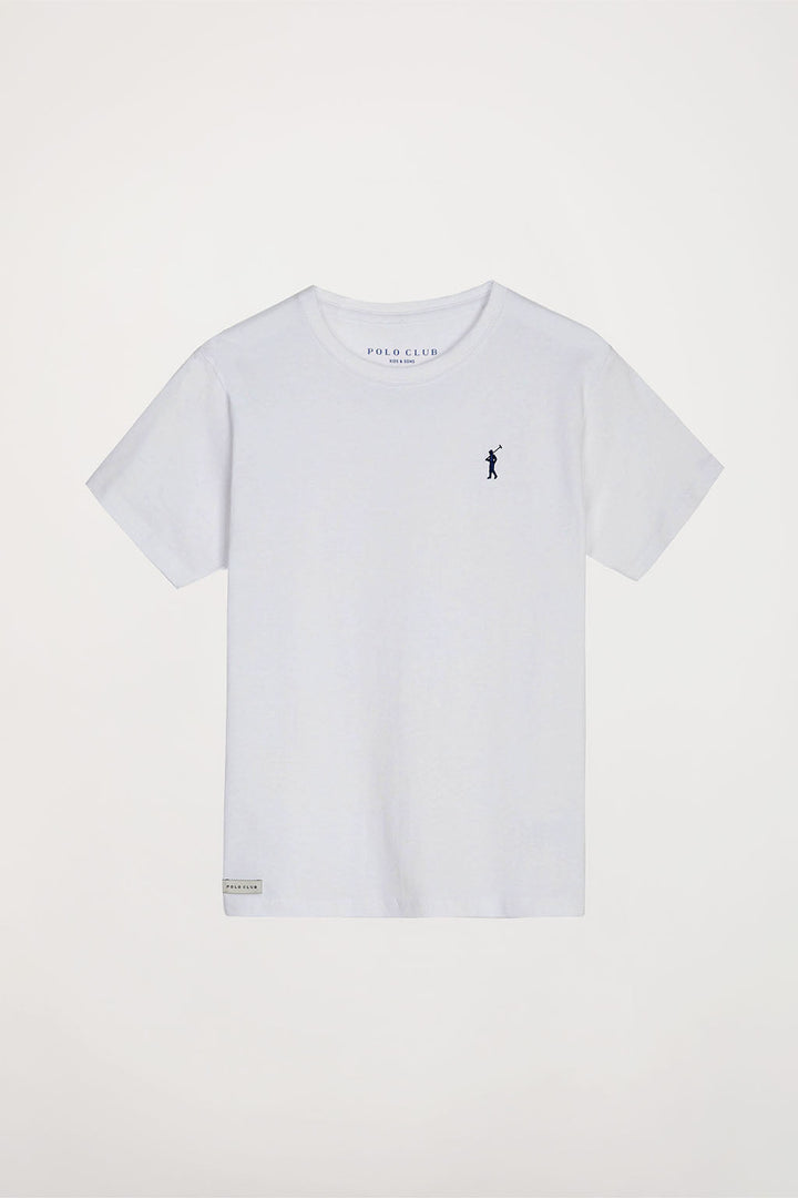 T-shirt blanc, petit logo cousu