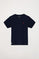 Navy blue tee with small embroidered logo