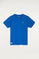 Royal-blue T-shirt with small embroidered logo