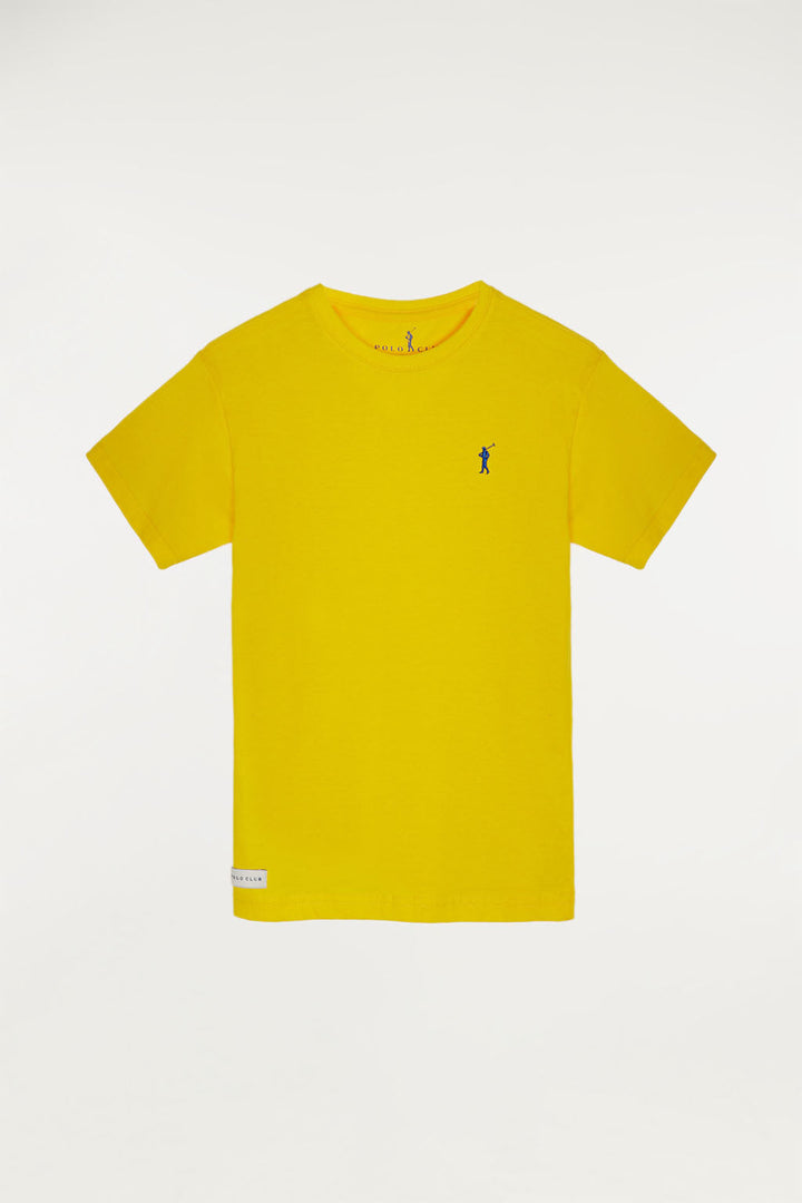 Gele T-shirt met klein geborduurd logo
