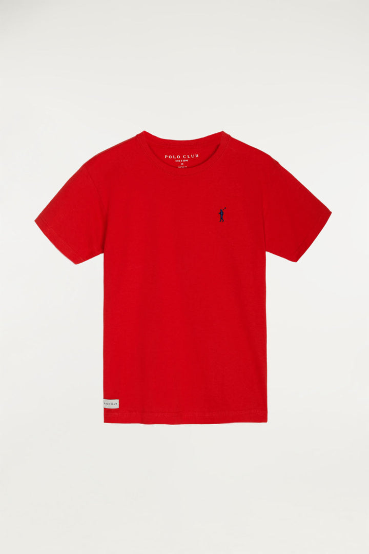 T-shirt rouge à petit logo brodé