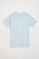 Pastel-blue organic T-shirt with graphic print