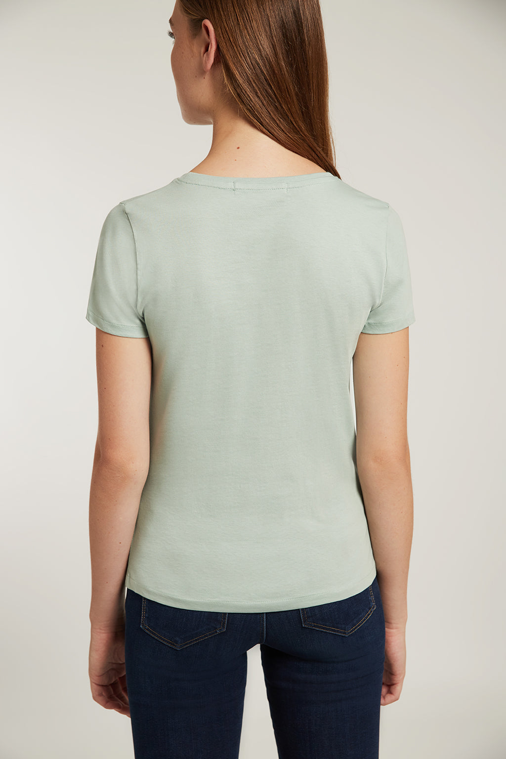 Camiseta de algodón orgánico verde salvia con estampación frontal | MUJER  | POLO CLUB