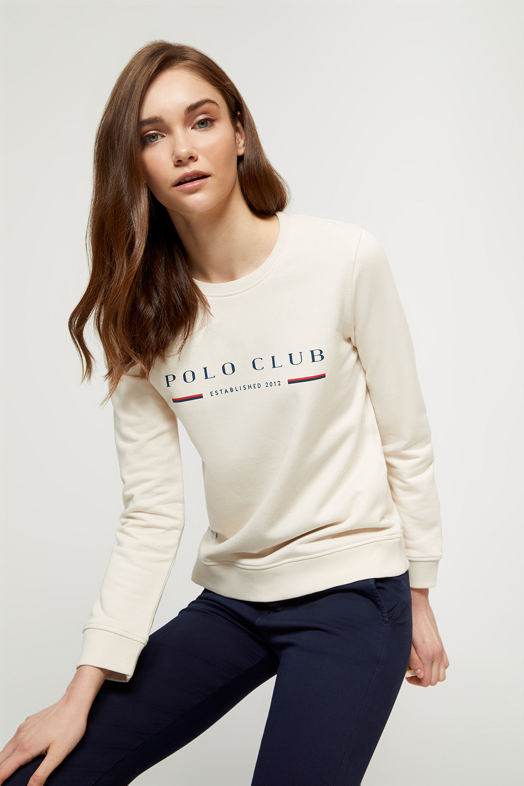 Sudadera Title beige organic mujer – Polo Club Europe