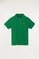 Zielona dziecięca koszulka polo z krótkim rękawem i kontrastującym wyszywanym logo