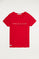 Camiseta de algodón orgánico roja con estampación frontal