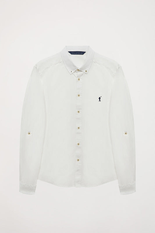 White poplin custom-fit shirt