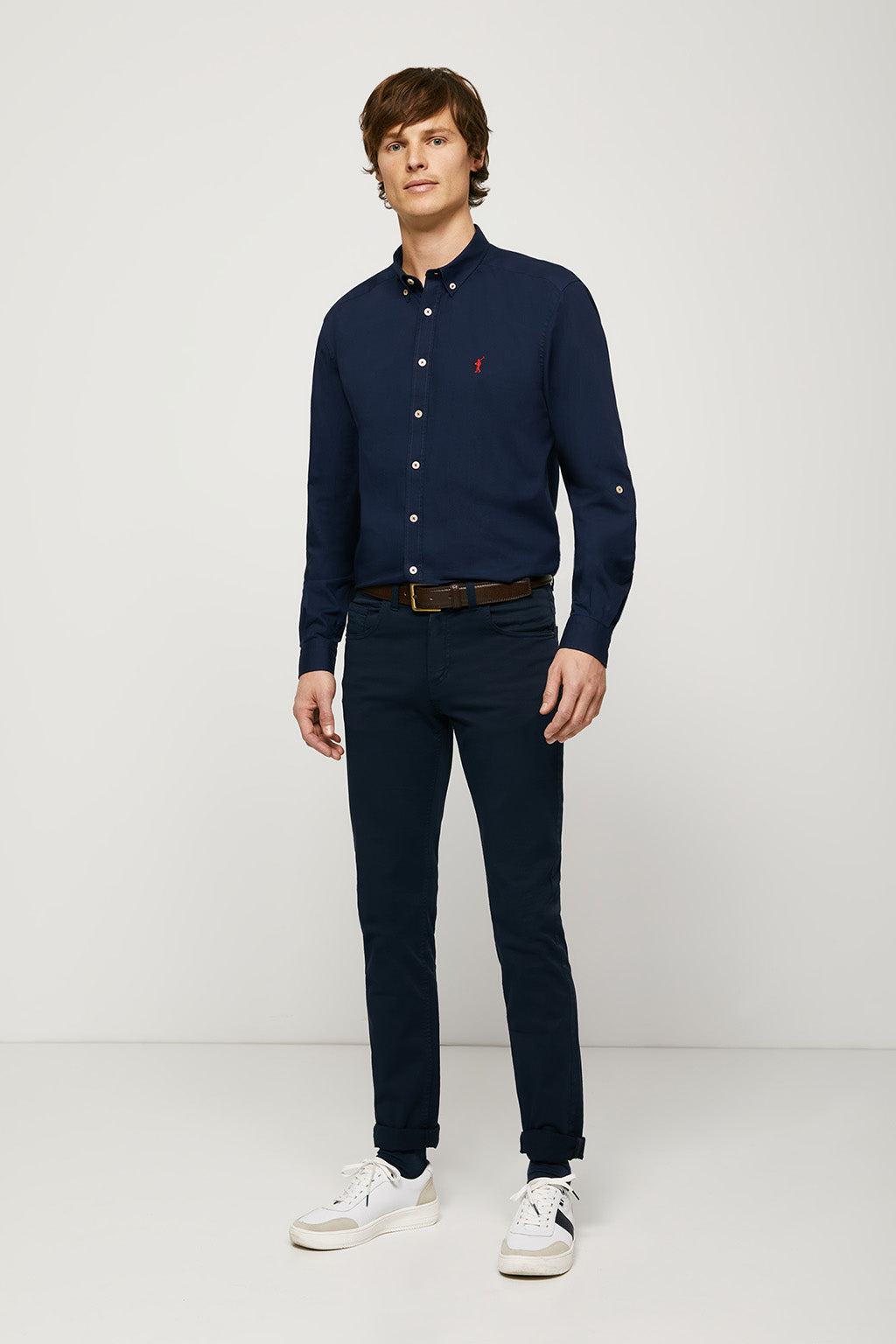 Camisa azul marino de popelín custom fit | HOMBRE  | POLO CLUB