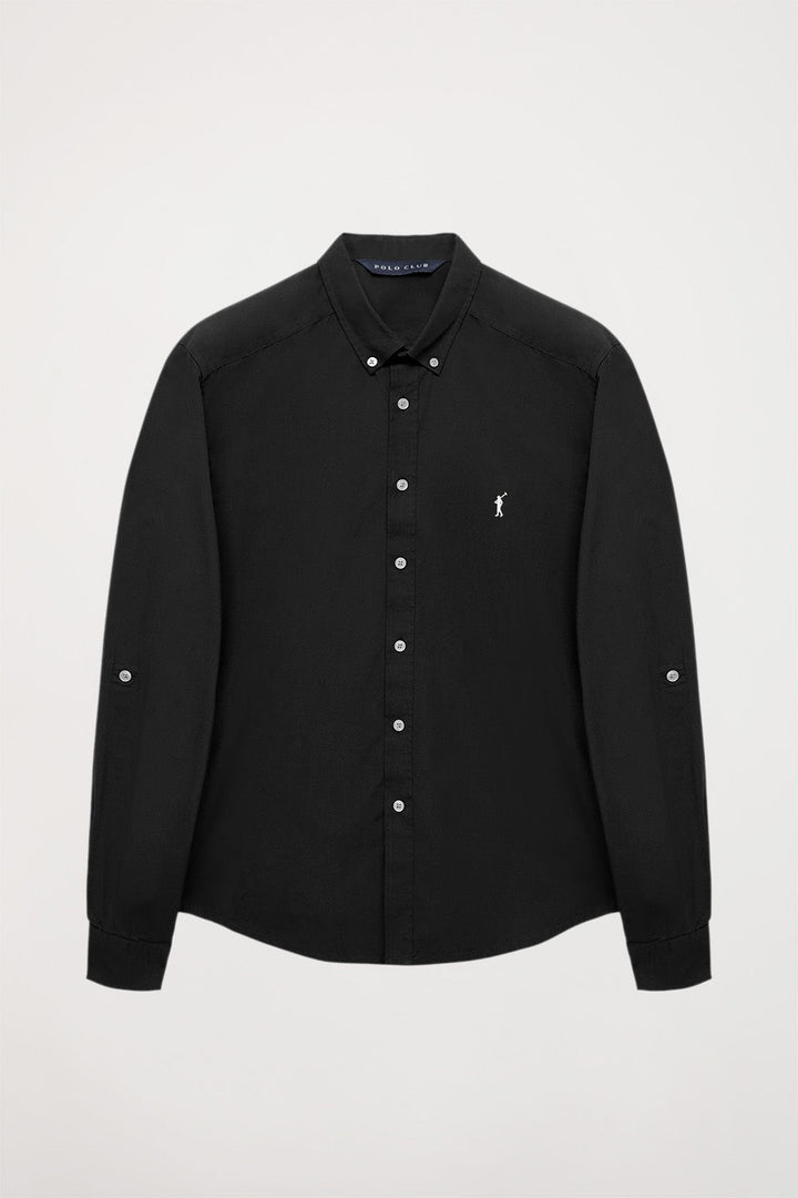 Black poplin custom-fit shirt