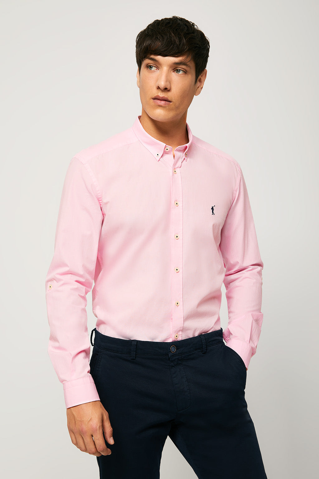 Camisa rosa de popelín custom fit | HOMBRE  | POLO CLUB