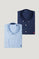 Poplin shirt with contrast embroidered logo two pack (navy blue and sky blue)