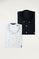 Pack met een wit en een zwart hemd van poplin-katoen met geborduurd logo in contrasterende kleur